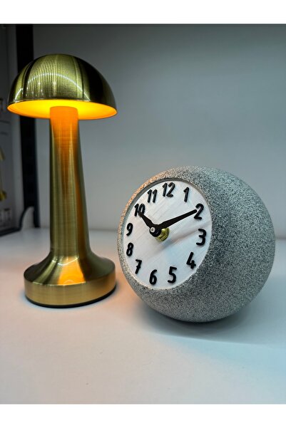 TORNADO DİZAYN Granit Desenli Beton Masa Saati, şık ve dayanıklı ev dekoru ak...