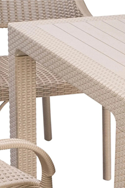 ZİYNET HOME 90x90 Rattan Masa Balkon Bahçe Teras Masası Kare Rattan Masa