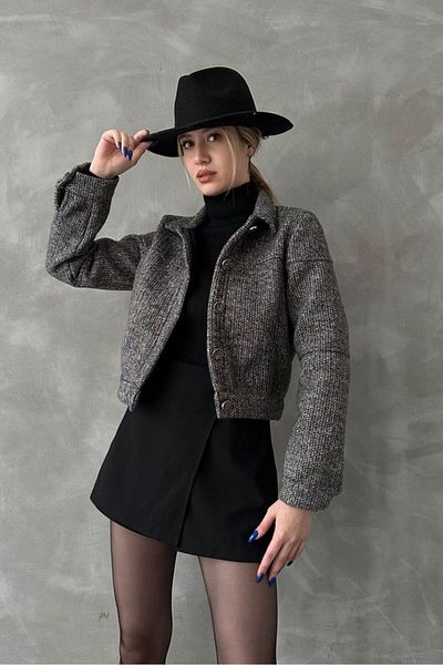 TOPSHOW Buttoned Bowl Wholesale Coat - Black |