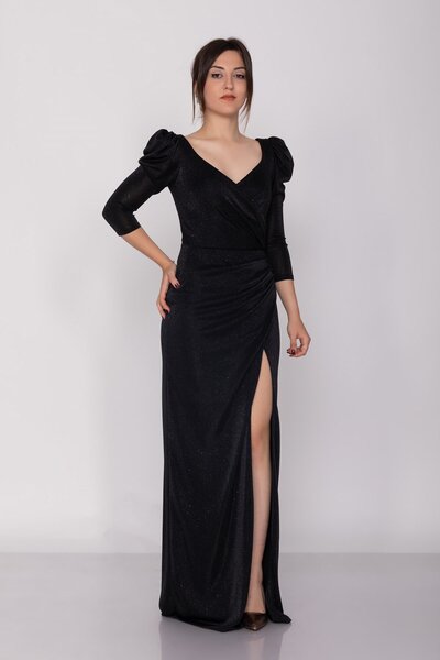 DORİDORCA 2102 Kb Karpuz Kol Drapeli Sim Uzun Elbise