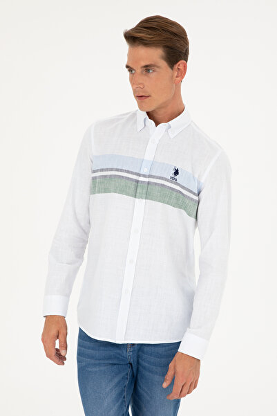 U.S. Polo Assn. Ανδρικό πράσινο μακρυμάνικο πουκάμισο 50288671 -VR054