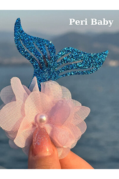 Peri Baby Deniz Kızı Balık Kuyruğu Figürlü Pens Toka -Mavi Pembe