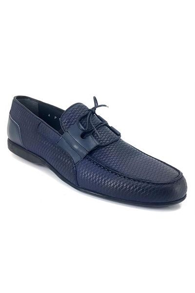 Fosco 9032 Ежедневни мъжки балерини от естествена кожа - тъмносини