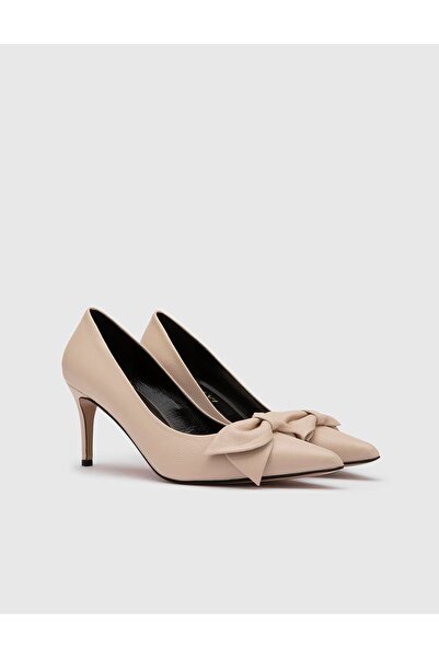 İLVİ Madeira Hakiki Floter Deri Kadın Bej Stiletto