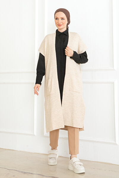 MAY MARA ЖІНОЧИЙ ОВЕРСАЙЗ З КИШЕНЯМИ І РОЗРІЗАМИ З БОКІВ ТРИКОТАЖНИЙ ЖИЛЕТ