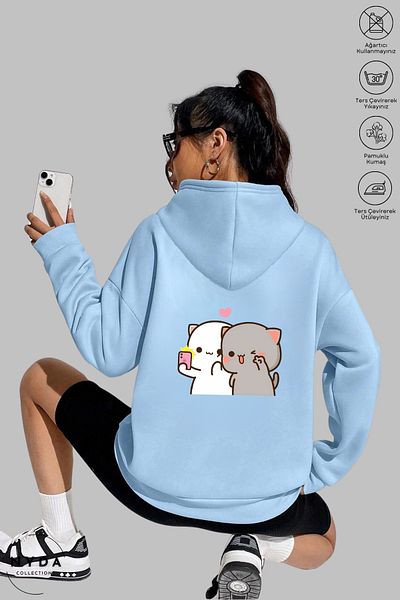 Nyda Collections Φούτερ Unisex Selfie με κουκούλα - Μακρυμάνικο, Oversize Βαμβακερό