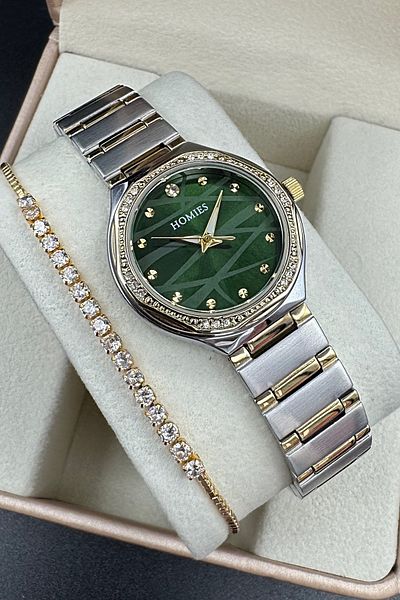 Homies Women's Wrist Watch Small Case with Original Gift Box and Bracelet Gift.Hm2034-01