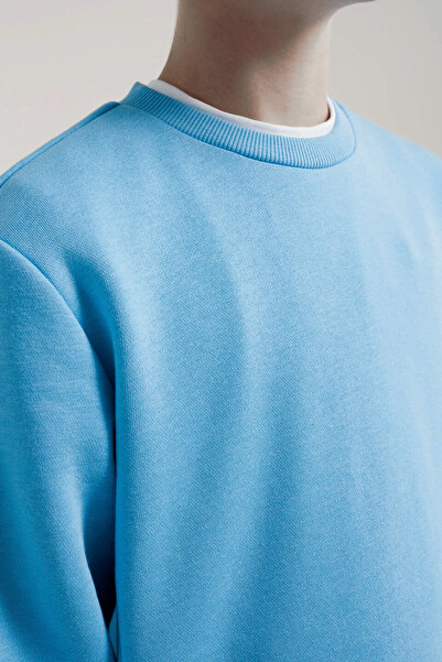 Risil-Nu Company Unisex Yeni Sezon 3 İplik İçi Şardonlu Oversize Bebe Mavisi Bebek - Çocuk Sweatshirt