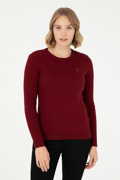 U.S. Polo Assn. Дамски червен червен пуловер Basic 50288979 -Vr014