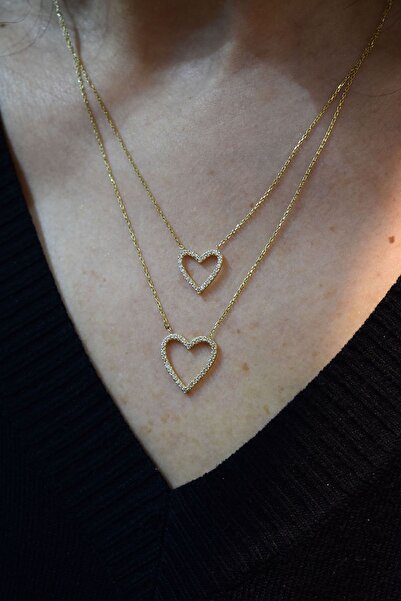 Yenigün Kuyumculuk 14 Ayar Çift Kalp Altın Kolye