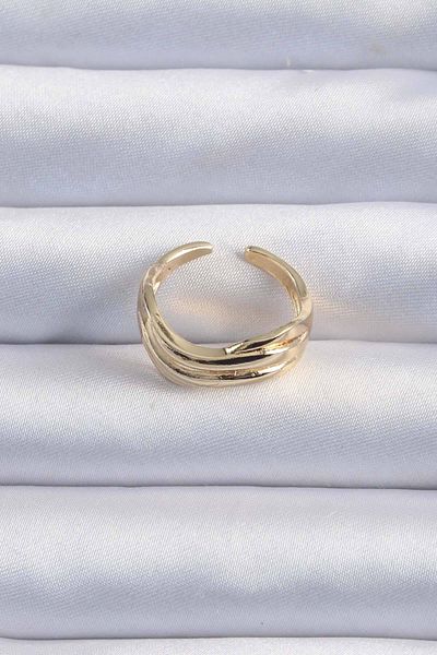 BESKAR Brass Gold Color Curved Adjustable Ring