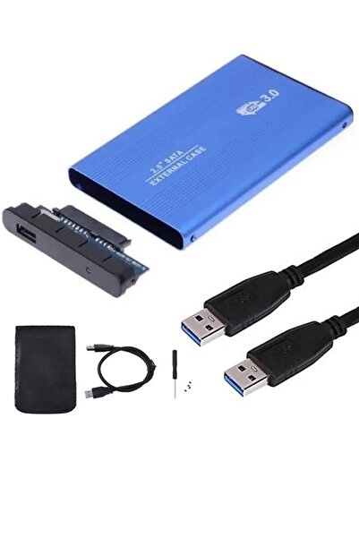 MAXGO 2126 2.5 Inç Usb 3.0 Sata Harddisk Hdd Kutusu 5 Gbps + Kılıf - Mavi Aluminyum