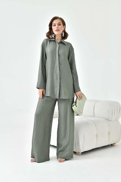 FTZ WOMEN Women's collar and sleeve stone set khaki 30781