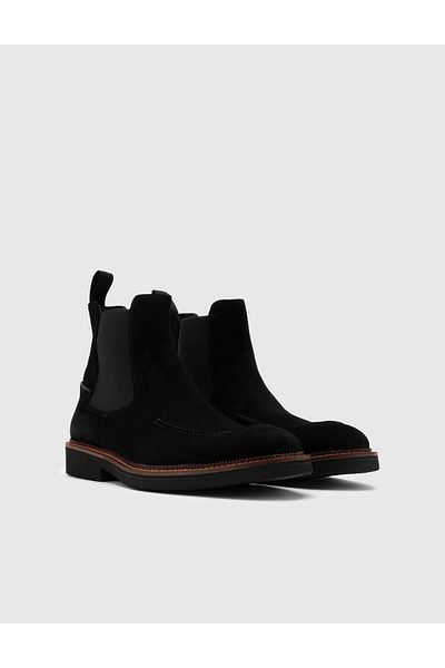 İLVİ Dedza Genuine Split Suede Leather Men's Black Boots