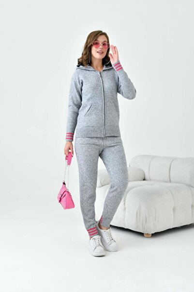 FTZ WOMEN Kadın Çizgi Detaylı İkili Takım Gri 20661