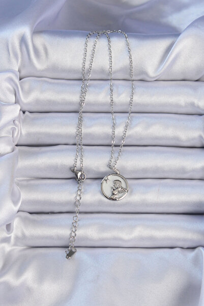 BSRE قلادة ملاك مطلية بالمينا فضية اللون (فولاذ 316L)