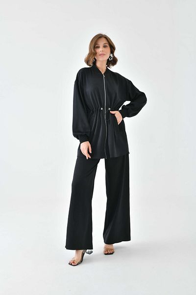 FTZ WOMEN Costum modal cu nervuri pentru femei, negru 30730