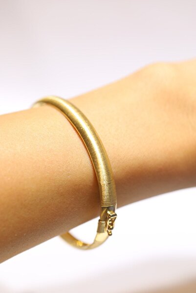 Yenigün Kuyumculuk 14 Ayar Altın Mat Simli Kelepçe