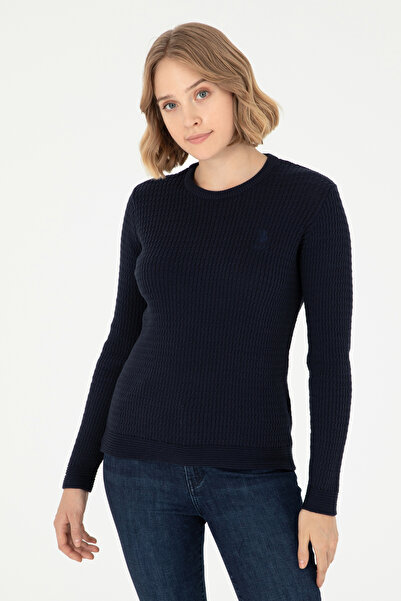 U.S. Polo Assn. Γυναικείο πουλόβερ με λαιμόκοψη σε μπλε ναυτικό 50288979-VR033