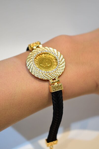 Yenigün Kuyumculuk 22 Ayar Çeyrek Altınlı Siyah Hasır Bileklik