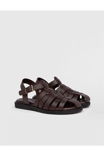 İLVİ Timpu Genuine Leather Men's Brown Sandals