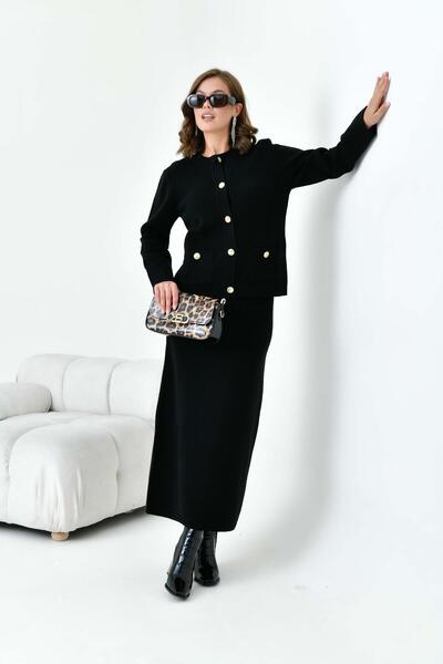 FTZ WOMEN Costum dublu de damă cu buzunar negru 20702