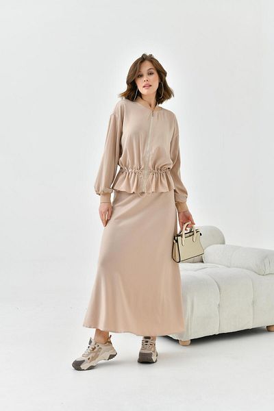 FTZ WOMEN SVNC Boutique Femei cu jachetă și costum de fustă Bej 30725