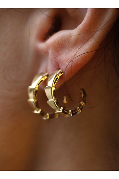 Yenigün Kuyumculuk 14 Ayar Altın (Çap: 1.8 cm) Yılan Derisi Halka Küpe