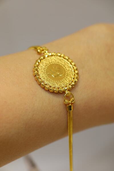 Yenigün Kuyumculuk 22 Ayar Çeyrek Altınlı 14 Ayar Altın Balık Sırtı Zincirli Bileklik