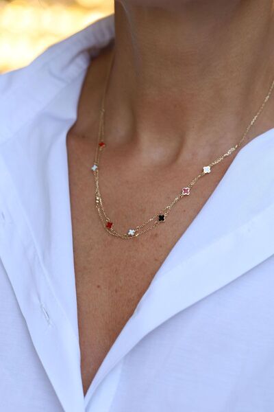 Yenigün Kuyumculuk 14 Ayar Altın Renkli Şans Yoncaları Kolye