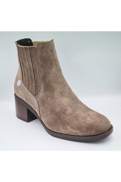 Mammamia D24KB-1000 Mink Suede Γνήσιο δέρμα - Γυναικείες κλασικές μπότες με χοντρό τακούνι και πλαϊνές ελαστικές