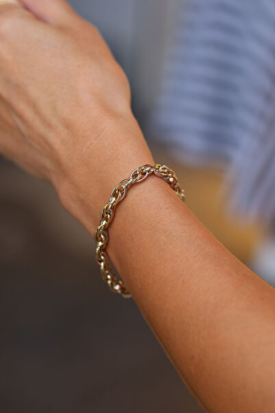 Yenigün Kuyumculuk 14 Ayar Altın Üç Renkli İç İçe Halkalar Bileklik