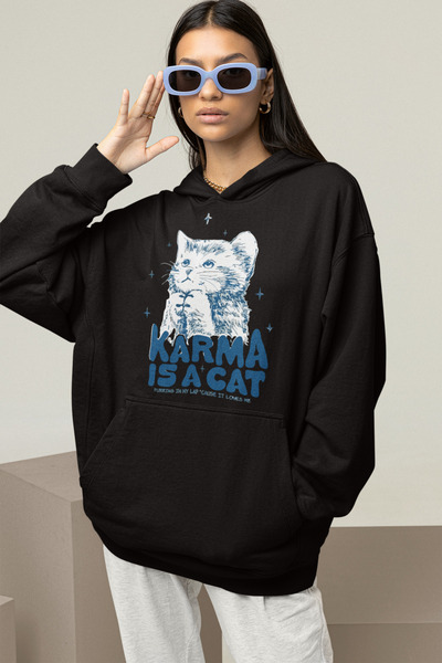 SEVBANO Karma Is A Cat Napisano Unisex Oversize Taylor Swift Hoodie