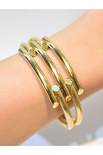 Yenigün Kuyumculuk 14 Ayar Altın Üç Sıralı Kaburga Kelepçe