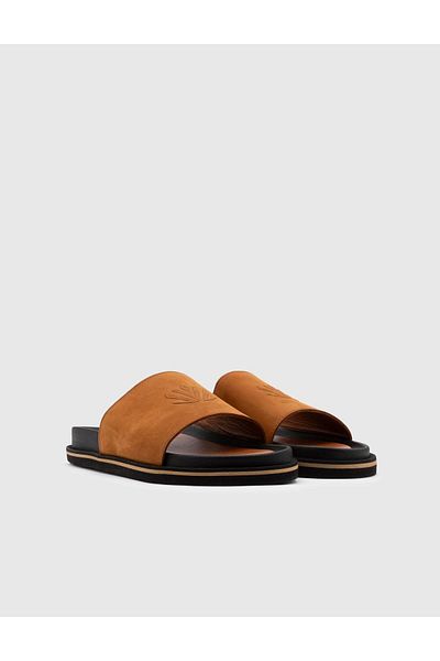 İLVİ Ermanno Men's Camel Slippers - Genuine Suede Leather