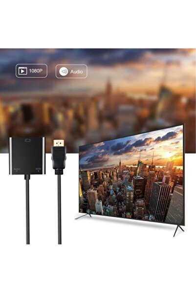 MAXGO 2114 Hdmi To VGA Kablo Çevirici Dönüştürücü Receiver Uydu Ps3 Ps4 Xbox Pc Notebook