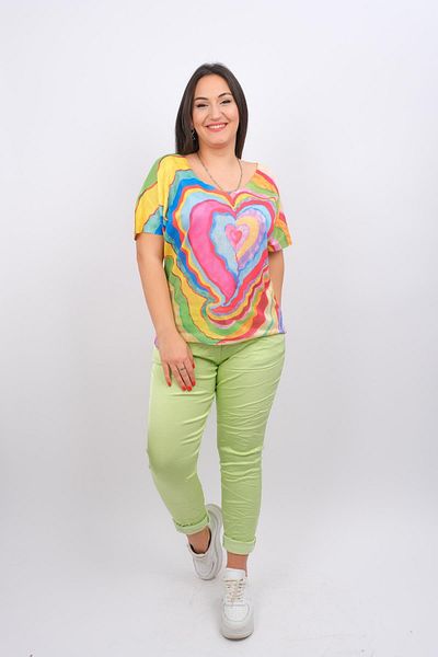Modalook Shiny Viscose Fabric Lycra Trousers Pistachio Green Color