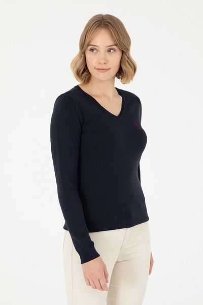 U.S. Polo Assn. Γυναικείο πουλόβερ Navy Blue Basic με V λαιμόκοψη 50288997 -vr033