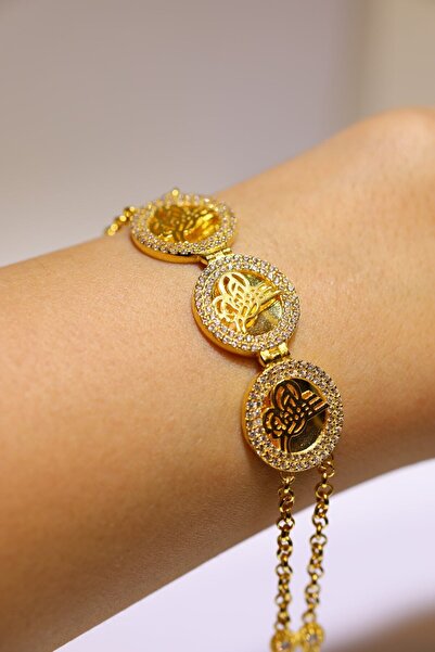 Yenigün Kuyumculuk 14 Ayar Altın Taşlı Üçlü Turalı Bileklik