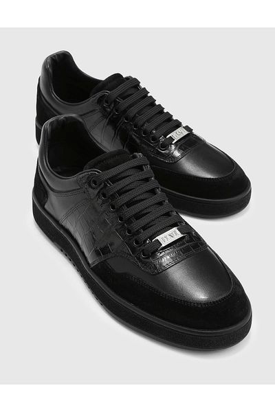 İLVİ Men's Black Sneakers - Lionel Genuine Crocodile Leather