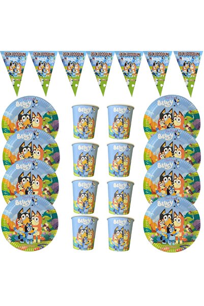 Yogi parti Bluey 24 kişilik Doğum günü parti malzemeleri Seti Eko Set Tabak B...