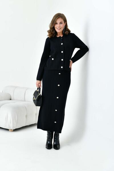 FTZ WOMEN Kadın Düğmeli İkili Takım Siyah 20712