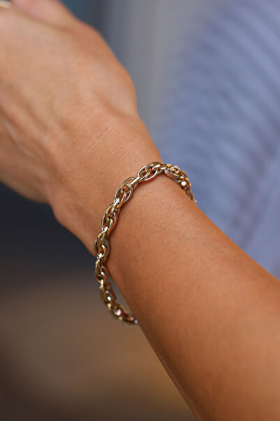 Yenigün Kuyumculuk 14 Ayar Altın Üç Renkli İç İçe Halkalar Bileklik