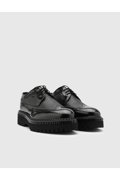 İLVİ Men's Black Oxford - Manzi Genuine Opening Leather Shoes