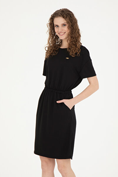U.S. Polo Assn. Kadın Siyah Bisiklet Yaka Örme Elbise 50289205-VR046