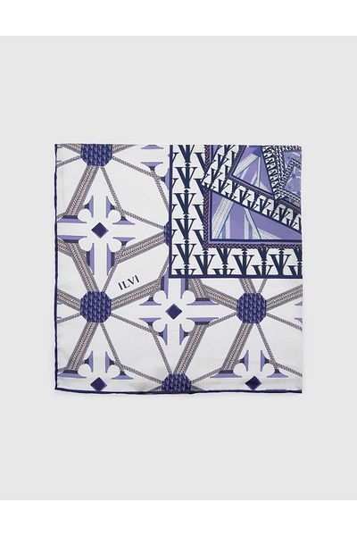 İLVİ Bandana Joensuu pentru femei, alb, violet, din sarg de mătase