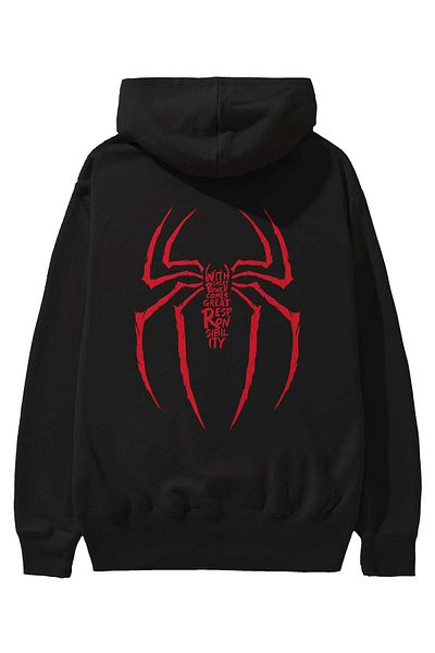 Ankhises Spiderman (1) - Hanorac negru oversize cu glugă pentru bărbați și femei