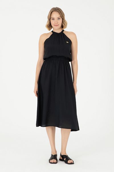 U.S. Polo Assn. Women's Black Midi Length Woven Dress 50289213-Vr046