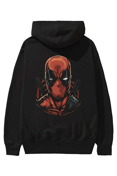 Ankhises Deadpool (10) Hanorac oversize cu glugă cu imprimeu la spate - bărbați și femei