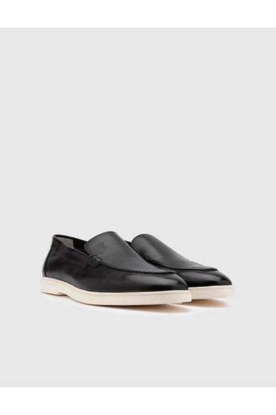 İLVİ Alessio Genuine Floater Leather Men's Black Loafer Shoes